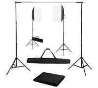 LoogCape Kit de studio photo avec système de fond Softbox et trépied réglable pour portrait, produits et vidéographie, sacs de transport, éclairage à intensité variable, fond de 300 cm