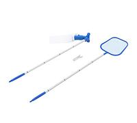LoogCape Kit d'entretien de piscine 2 pièces pour piscines hors sol et jacuzzi, accessoires de nettoyage durables avec barre télescopique, pelle à feuilles, aspirateur sous-marin, kit d'entretien de