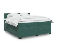 LoogCape Lit à sommier tapissier 200 x 200 cm en velours vert foncé, matelas à ressorts ensachés, tête de lit réglable en hauteur, meubles de chambre à coucher, surmatelas confortable