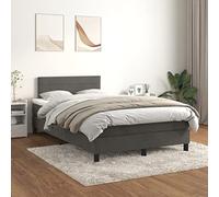 LoogCape Lit à sommier tapissier avec matelas, gris foncé, 120 x 200 cm, housse en velours, tête de lit réglable en hauteur, matelas à ressorts ensachés, confort de couchage moyennement dur pour un