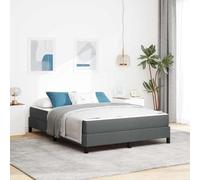 LoogCape Lit à sommier tapissier avec matelas, gris foncé, 140 x 200 cm, housse en tissu, cadre en bois, lit double, meubles de chambre à coucher