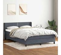 LoogCape Lit à sommier tapissier avec matelas, gris foncé, 160 x 210 cm, velours, tête de lit réglable, matelas à ressorts ensachés pour chambre à coucher