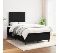 LoogCape Lit à sommier tapissier avec matelas, noir, 120 x 200 cm, housse en tissu, tête de lit réglable en hauteur, ressorts ensachés, meubles de chambre pour des nuits reposantes