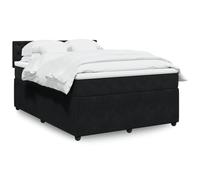 LoogCape Lit à sommier tapissier avec matelas, noir, 140 x 190 cm, housse en velours, ressorts ensachés, éclairage LED, meubles de chambre à coucher pour des nuits reposantes