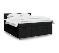LoogCape Lit à sommier tapissier avec matelas, noir, 200 x 200 cm, housse en tissu, ressorts ensachés, tête de lit réglable en hauteur, meubles de chambre modernes pour des nuits reposantes