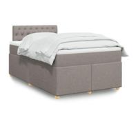 LoogCape Lit à sommier tapissier avec matelas, taupe, 120 x 200 cm, housse en tissu, ressorts ensachés, avec surmatelas, meubles de chambre à coucher