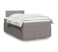 LoogCape Lit à sommier tapissier avec matelas, taupe, 120 x 200 cm, housse en tissu, surmatelas confortable, cadre de lit stable, meubles de chambre à coucher