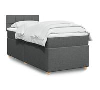 LoogCape Lit à sommier tapissier avec matelas, tissu gris foncé, 190 x 90 cm, lit simple, ressorts ensachés, surmatelas confortable, meubles de chambre à coucher