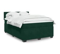LoogCape Lit à sommier tapissier avec matelas, vert foncé, 140 x 200 cm, tissu velours, ressorts ensachés, surmatelas, meubles de chambre à coucher, grand confort