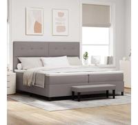 LoogCape Lit à sommier tapissier avec tête de lit, taupe, 200 x 200 cm, tissu réglable, avec matelas et banc, lit rembourré confortable pour chambre à coucher, cadre en bois durable, design moderne