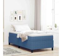 LoogCape Lit à sommier tapissier bleu et blanc, 80 x 200 cm, tissu côtelé, cadre en bois, matelas à ressorts ensachés, pieds en plastique, meuble de chambre durable, idéal pour les pièces modernes