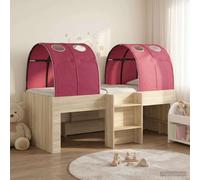 LoogCape Lit avec tunnel - 3 pièces - Sonoma et rouge - En bois - Lit double pour enfant - Lit pour adolescent - Lit mezzanine pour chambre à coucher - Avec sommier à lattes et matelas