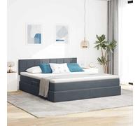 LoogCape Lit capitonné avec matelas, en velours gris foncé, 160 x 200 cm, lit de rangement avec sommier à lattes, système de levage hydraulique, meuble de chambre moderne, lit double