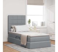LoogCape Lit de rangement avec matelas gris clair 90 x 200 cm tissu cadre en métal design moderne lit de rangement avec ascenseur hydraulique pour chambre à coucher minimaliste