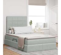 LoogCape Lit de rangement, gris clair, 120 x 200 cm, en velours, cadre en métal, éclairage LED, espace de rangement hydraulique, meuble de chambre moderne pour 2 personnes