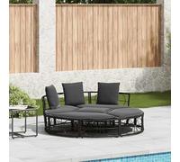 LoogCape Lit de salon d'extérieur sans toit noir en polyrotin avec sièges modulaires pour jardin, terrasse, balcon, piscine, meubles de salon d'extérieur résistant aux intempéries et imperméable