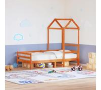 LoogCape Lit d'enfant avec toit marron ciré - 108 x 70 x 176,5 cm - En pin massif - Protection stable - Abri de retraite pour chambre d'enfant - Aire de jeux