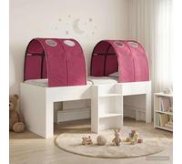 LoogCape Lit double avec tunnel - 3 pièces - Blanc et rouge - En bois - Cadre de lit mezzanine avec espace de rangement pour chambre à coucher, chambre d'amis et lofts tendance