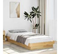 LoogCape Lit en bois massif 100 x 200 cm en chêne non traité, cadre de lit stable avec sommier à lattes, meuble de chambre à coucher peu encombrant pour un sommeil réparateur