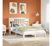 LoogCape Lit en bois massif avec étagère sans matelas Blanc 135 x 190 cm Canapé lit de rangement avec sommier à lattes pour chambre à coucher