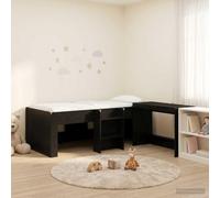 LoogCape Lit mezzanine avec bureau en chêne noir - 90 x 190 cm - Cadre en bois solide - Peu encombrant - Pour enfants et adolescents - Idéal pour apprendre à bricoler et dormir