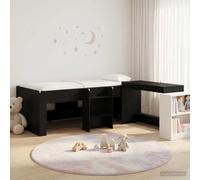 LoogCape Lit mezzanine avec bureau pour enfants, chêne noir, 80 x 200 cm, cadre de lit avec espace de rangement et sommier à lattes, pour chambre d'adolescent, lit fonctionnel avec poste de travail