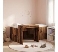 LoogCape Lit mezzanine avec bureau pour enfants en bois avec sommier à lattes stable et espace de rangement aspect bois vieilli pour chambre d'enfant moderne, idéal pour apprendre et dormir, charge