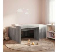 LoogCape Lit mezzanine avec bureau pour enfants Gris Sonoma 80 x 200 cm Cadre de lit en bois solide avec espace de travail intégré pour dormir, apprendre et se détendre