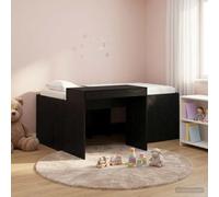 LoogCape Lit mezzanine avec bureau pour enfants, noir, 80 x 160 cm, sommier à lattes, espace de travail intégré pour apprendre et dormir, design moderne, durable et stable