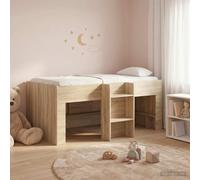 LoogCape Lit mezzanine pour enfant en chêne Sonoma 80 x 160 cm avec échelle, espace de rangement, structure stable, design moderne, pour chambre d'enfant, peu encombrant, durable, bords de protection