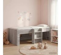LoogCape Lit mezzanine pour enfant gris sonoma 80 x 200 cm en bois avec échelle, espace de rangement, cadre en bois stable, design peu encombrant, concept intérieur moderne, convient aux enfants et