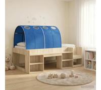 LoogCape Lit mezzanine pour enfants avec espace de rangement, chêne Sonoma bleu, lit double avec sommier à lattes et étagère pour chambre d'enfant, lit adolescent, lit de rangement, bois stable