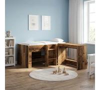 LoogCape Lit mezzanine pour enfants en bois avec échelle - 80 x 160 cm - Design bois vieilli - Lit d'enfant stable avec espace de rangement - Peu encombrant - Lit moderne pour adolescent - Convient