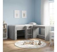 LoogCape Lit mezzanine pour enfants - Gris sonoma - 80 x 160 cm - En bois solide - Avec échelle et espace de rangement - Pour petite chambre à coucher - Design moderne - Durable - Convient pour les