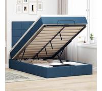 LoogCape Lit ottoman avec matelas bleu, 120 x 190 cm, housse en tissu, ressorts ensachés, espace de rangement, tête de lit, meubles de chambre à coucher, mécanisme de levage hydraulique, expérience de