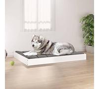 LoogCape Lit pour chien blanc 101,5 x 74 x 9 cm en pin massif pour des endroits de repos confortables, design durable, antidérapant et facile à nettoyer, idéal pour la maison, les voyages et