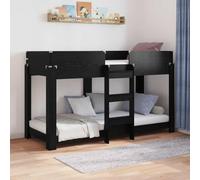 LoogCape Lit superposé pour enfants, noir, aspect chêne, 75 x 190 cm, peu encombrant, avec sommier à lattes, espace de rangement inclus, idéal pour frères et sœurs, invités de nuit