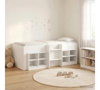 LoogCape Loft Cadre de lit avec armoire en bois blanc pour petits espaces, avec sommier à lattes et échelle, design peu encombrant, convient pour lit double, lit d'adolescent, lit d'enfant