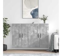 LoogCape Lot de 2 armoires murales en bois gris béton - Montage mural - Meuble de rangement - Buffet - Commode Highboard - Console basse - Vitrine pour salon, salle à manger, couloir, chambre à