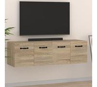 LoogCape Lot de 2 armoires murales en chêne Sonoma 80 x 35 x 36,5 cm, montage mural, 2 compartiments par placard, espace de rangement pour bureau, chambre à coucher, couloir, cuisine