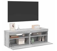 LoogCape Lot de 2 armoires TV avec éclairage LED - Gris Sonoma - Aspect bois - 60 x 35 x 40 cm - Design moderne pour le salon - Support TV universel polyvalent - Multimédia
