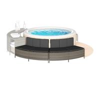 LoogCape Lot de 2 bancs de jardin en rotin synthétique gris avec coussins résistants aux intempéries et durables avec housses amovibles pour piscine, spa, extérieur, entretien, nettoyage, bâche de
