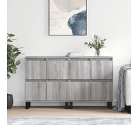 LoogCape Lot de 2 buffets en bois Sonoma gris avec beaucoup d'espace de rangement pour salon, salle à manger, couloir et bureau, buffet, armoire basse, vitrine, organiseur, multi-usages