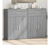LoogCape Lot de 2 buffets gris Sonoma - 60 x 30 x 84 cm - En bois - Armoire de salon avec espace de rangement, buffet, commode, étagère, organiseur polyvalent pour salle à manger, couloir, bureau et