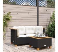 LoogCape Lot de 2 canapés d'angle de jardin avec coussins, noirs, en rotin synthétique résistant aux intempéries, design modulaire, pour des moments confortables en plein air
