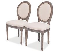 LoogCape Lot de 2 chaises à Manger en Tissu crème avec Cadre en Bois, sièges Confortables pour Salle à Manger, Salon ou Bureau, Design scandinave Moderne, empilables, Robustes et faciles à Assembler