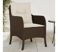 LoogCape Lot de 2 chaises de jardin avec coussins, marron, en polyrotin, résistant aux intempéries, empilables, avec accoudoirs et dossier, pour balcon, terrasse, jardin, robustes et confortables
