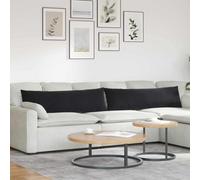 LoogCape Lot de 2 coussins de canapé - Noir - 145 x 40 cm - Tissu velours côtelé - Déhoussable - Rembourrage en polyester - Doux - Fermeture éclair - Pour salon, bureau, intérieur
