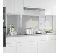 LoogCape Lot de 2 crédences de cuisine, gris clair, 90 x 60 cm, verre trempé résistant à la chaleur, pour cuisines modernes, protection contre les éclaboussures et les dommages causés par la chaleur