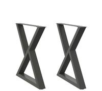 LoogCape Lot de 2 pieds de table à manger, anthracite, 80 x 72 à 73,3 cm, en acier, réglables en hauteur, avec protection de sol, pieds de table, pieds de meubles, cadre, patins de support pour table
